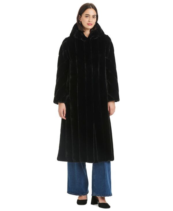 ジョーンズニューヨーク レディース アウター ジャケット・ブルゾン コート Jones New York Womens Hooded FauxFur Coat Black ブラック