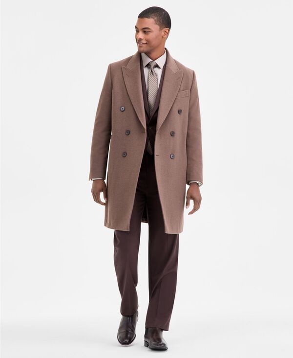 カルバンクライン メンズ アウター ジャケット・ブルゾン ウール コート Calvin Klein Mens ClassicFit Wool Blend Overcoat Light Brown ブラ