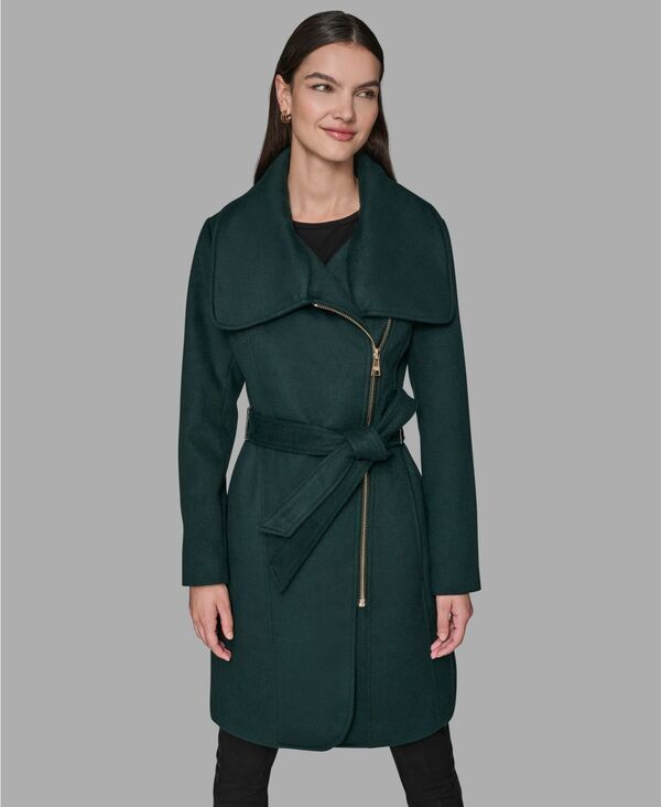 カール ラガーフェルド レディース アウター ジャケット・ブルゾン アシンメトリー コート KARL LAGERFELD PARIS Womens Asymmetrical Wrap Coat Eme