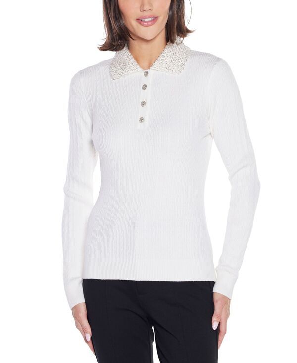 ベルディーニ レディース アウター ニット・セーター Belldini Womens Black Label Beaded Collar Sweater Ecru エクリュ