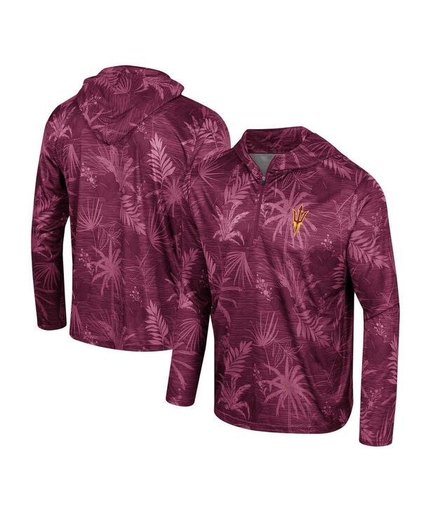 コロシアム メンズ トップス シャツ プリント Colosseumens Maroon Arizona State Sun Devils Palms Printed Lightweight Quart