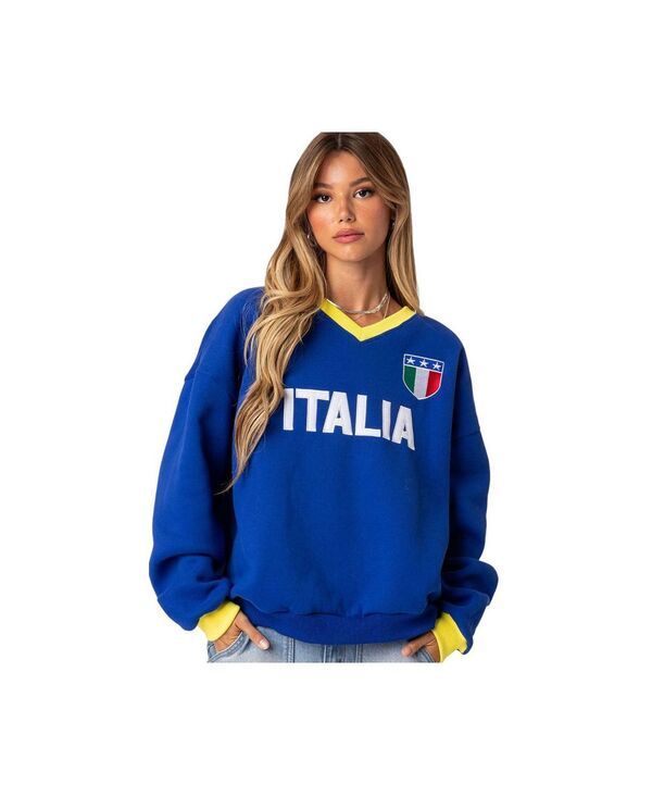アディクテッド レディース アウター パーカー・スウェット スウェット シャツ Edikted Italy oversized sweatshirt Blue ブルー