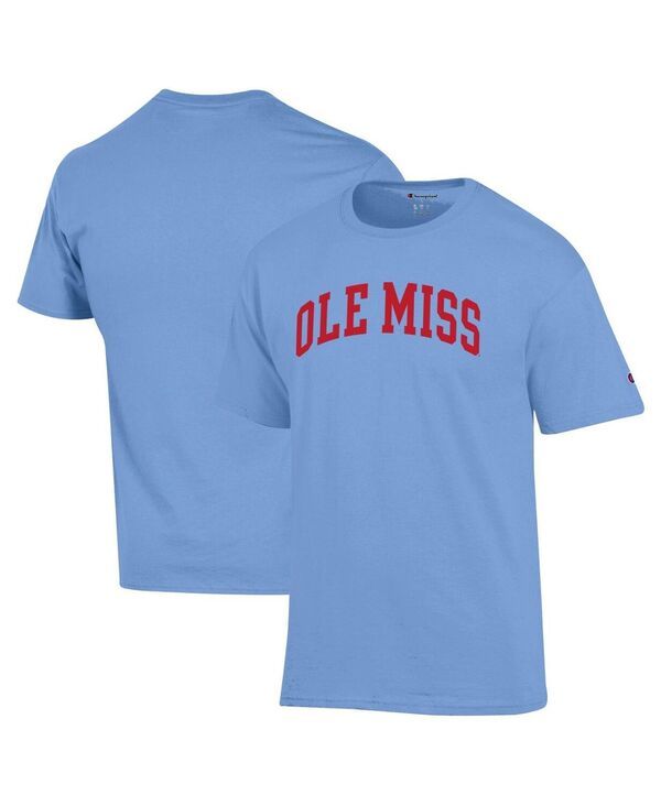 チャンピオン メンズ トップス Tシャツ Champion Mens Powder Blue Ole Miss Rebels Basic Arch TShirt Powder Blue ブルー