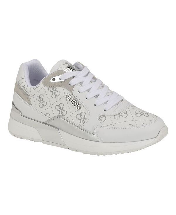 ゲス レディース シューズ スニーカー レース ロゴ GUESS Womens Moxea Quattro G Logo Lace Up Sneakers White Logo ホワイト
