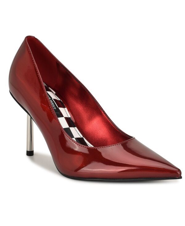 ナインウェスト レディース シューズ パンプス Nine West Womens Deonne Pointy Toe Stiletto Pumps Dark Red Mirror Metallic レ