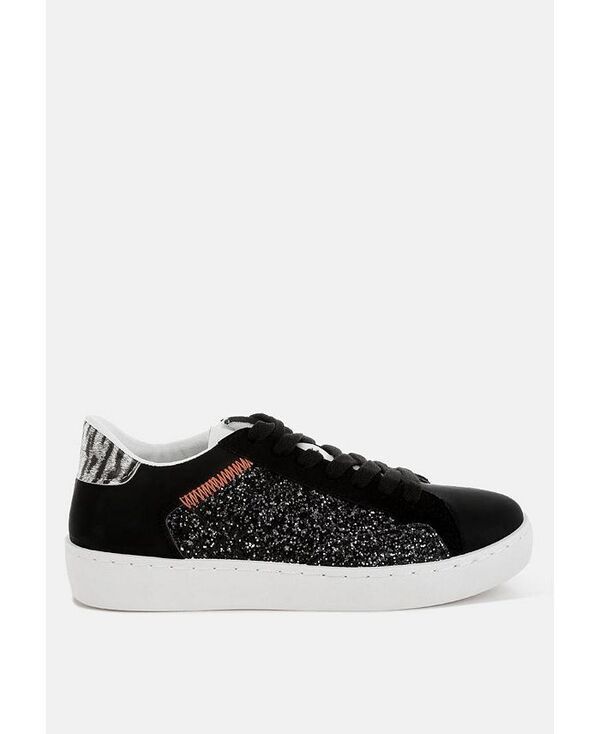 ロンドンラグ レディース シューズ スニーカー レザー フェイクレザー London Rag Cosmolight Glitter Faux Leather Sneakers Black ブラック