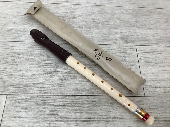 P14 Nikkan Superio Recorder Vertical Flute Nikkan Superio Case Signed Showa Retro Wind Instrument Current Condition