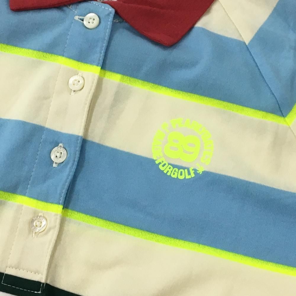 新品】パーリーゲイツ 半袖ポロシャツ ライトブルー×グリーン ボーダー