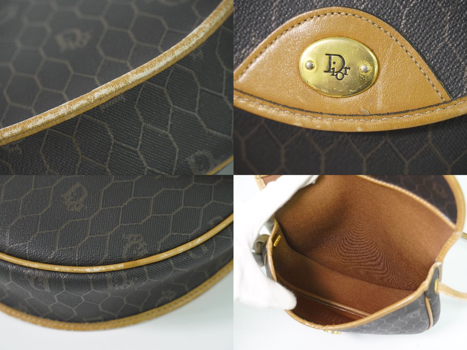 本物 クリスチャン ディオール Christian Dior ハニカム柄 ショルダー