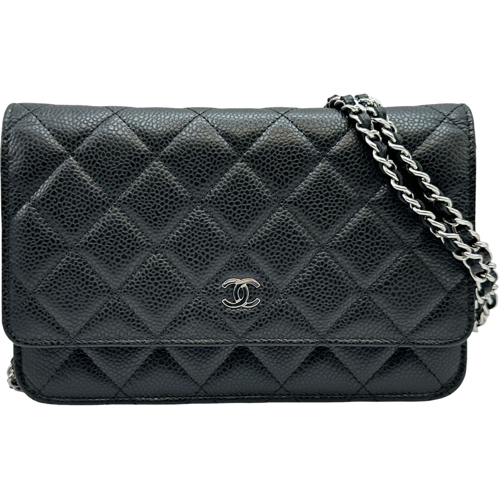 シャネル CHANEL マトラッセチェーンウォレット AP0250 ブラック シルバー金具 キャビアスキン レディース ショルダーバッグ