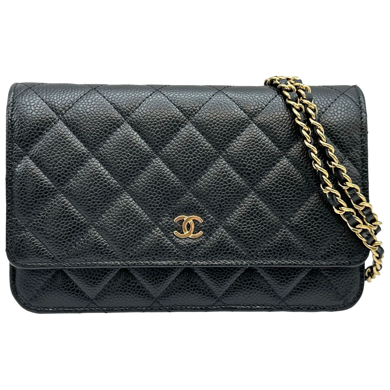 シャネル CHANEL マトラッセチェーンウォレット AP0250 ブラック ゴールド金具 キャビアスキン レディース ショルダーバッグ