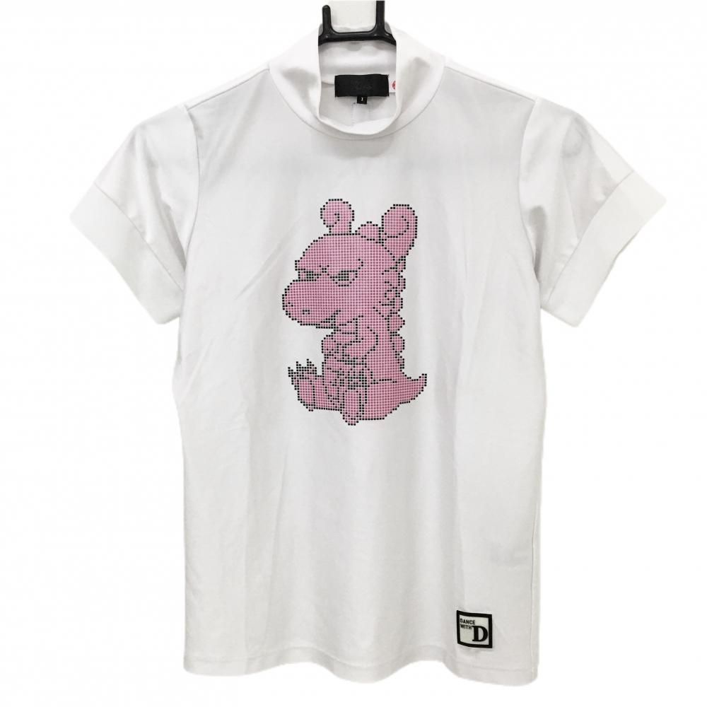 超美品】ダンスウィズドラゴン 半袖ハイネックシャツ 白×ピンク 