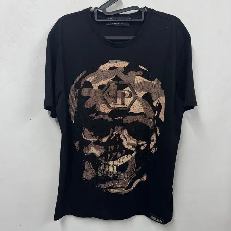 XXL PHILIPP PLEIN(フィリッププレイン) ブラック ドクロ カモフラージュ スタッズ Tシャツ