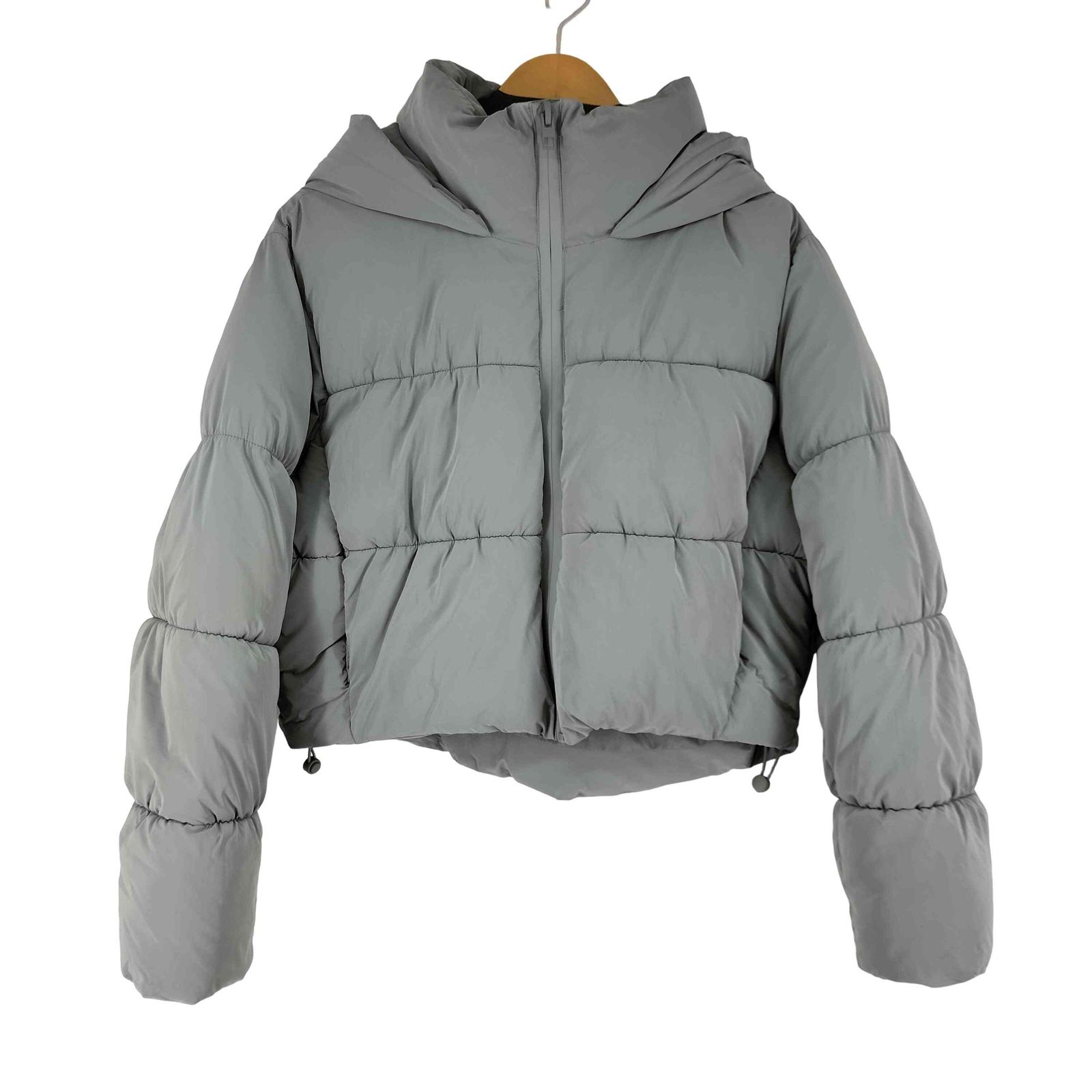 新品　ZARA アンドワンダー グレー　M ザラ　フーテッドジャケット パーカ ザラ ZARA 中綿 短丈 フーデッドジャケット レディース import：M