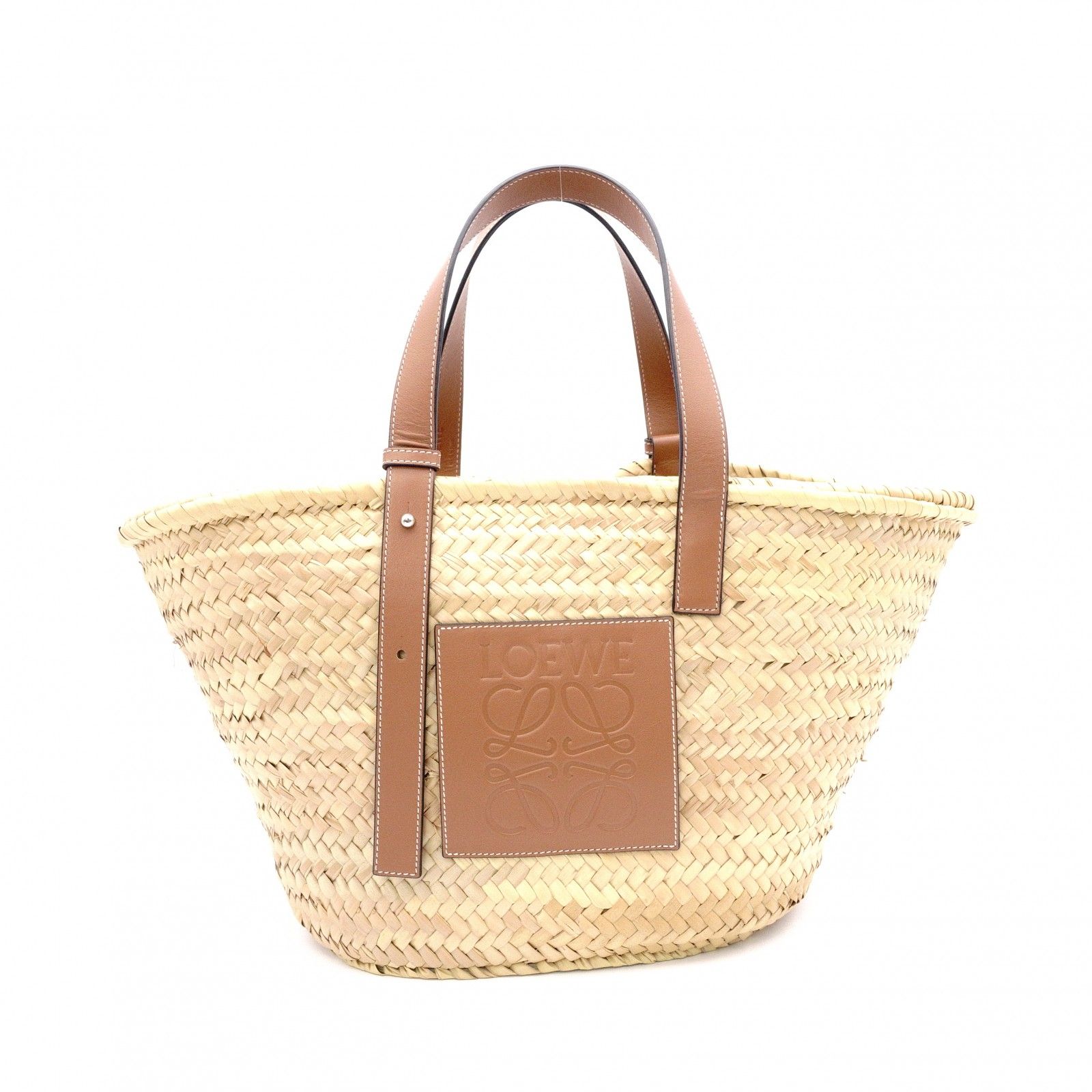 LOEWE ロエベ バスケット ラージ ハンドバッグ ラフィア/レザー 