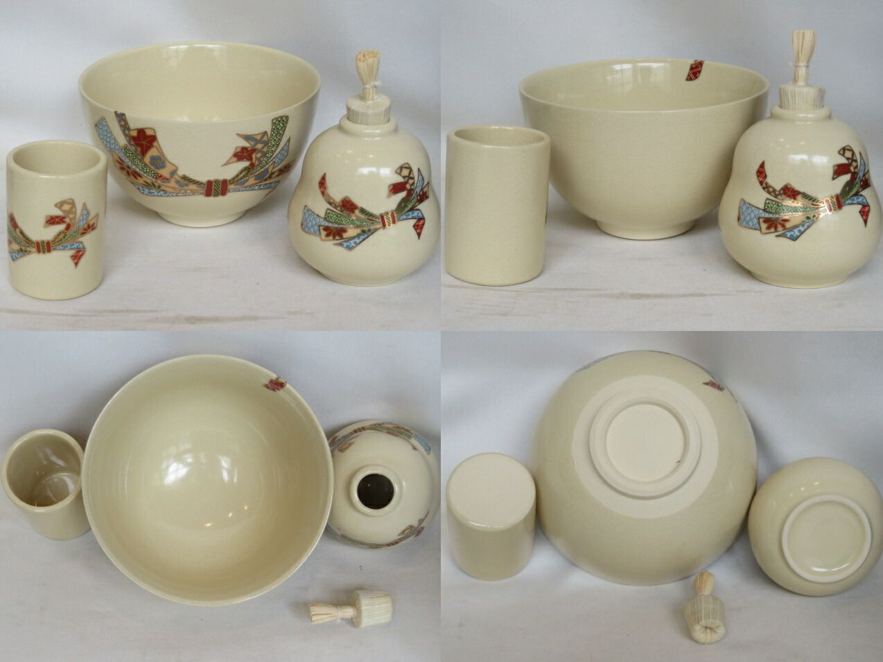 睦月）〔在庫処分品〕利休茶箱 高台寺蒔絵 木製千筋うるみ塗 三点