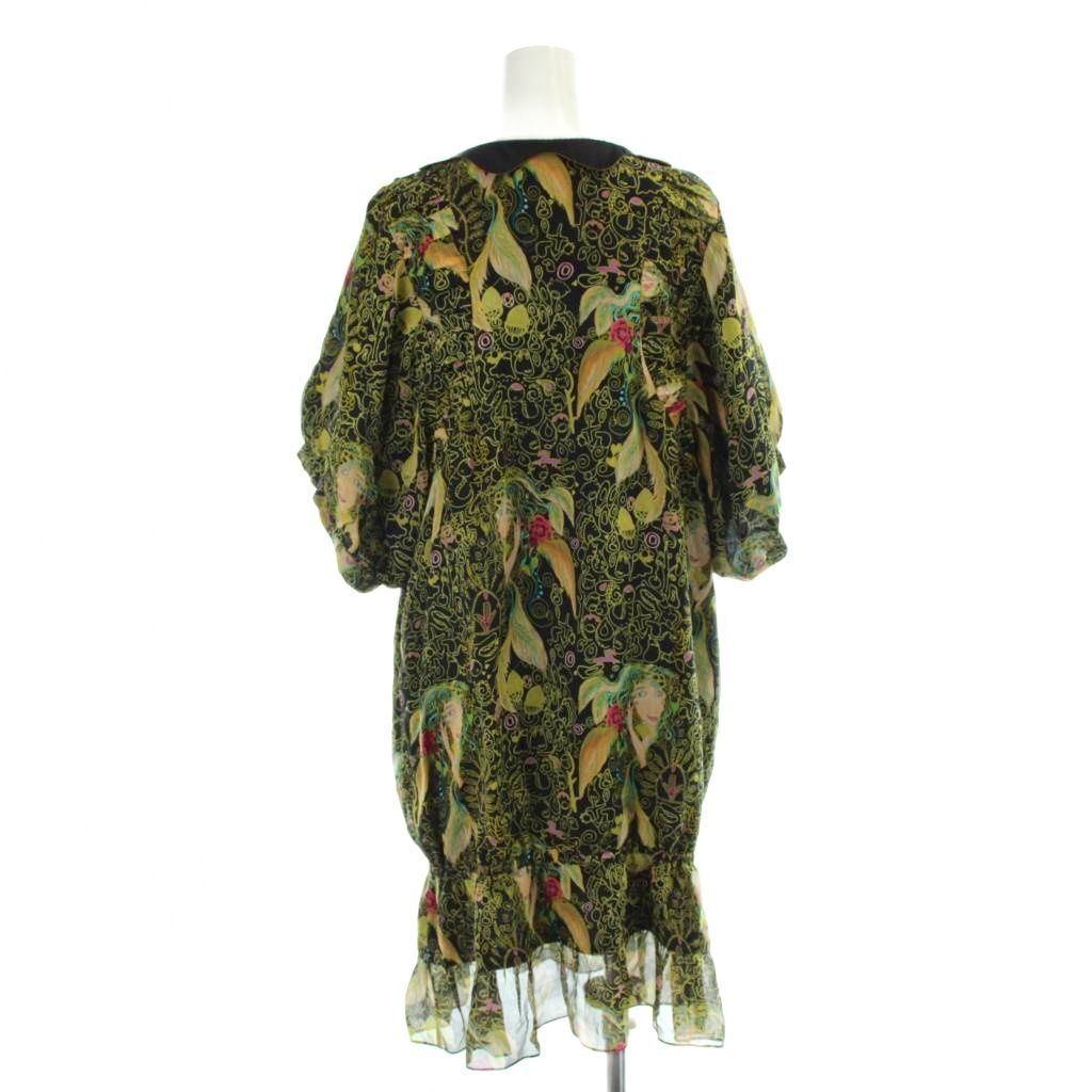 ツモリチサト TSUMORI CHISATO ワンピース 絹 シルク 2 黒 ブラック 黄