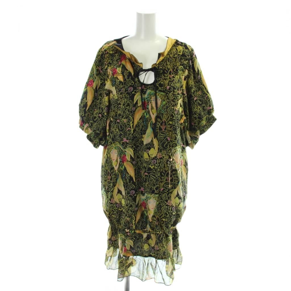 ツモリチサト TSUMORI CHISATO ワンピース 絹 シルク 2 黒 ブラック 黄