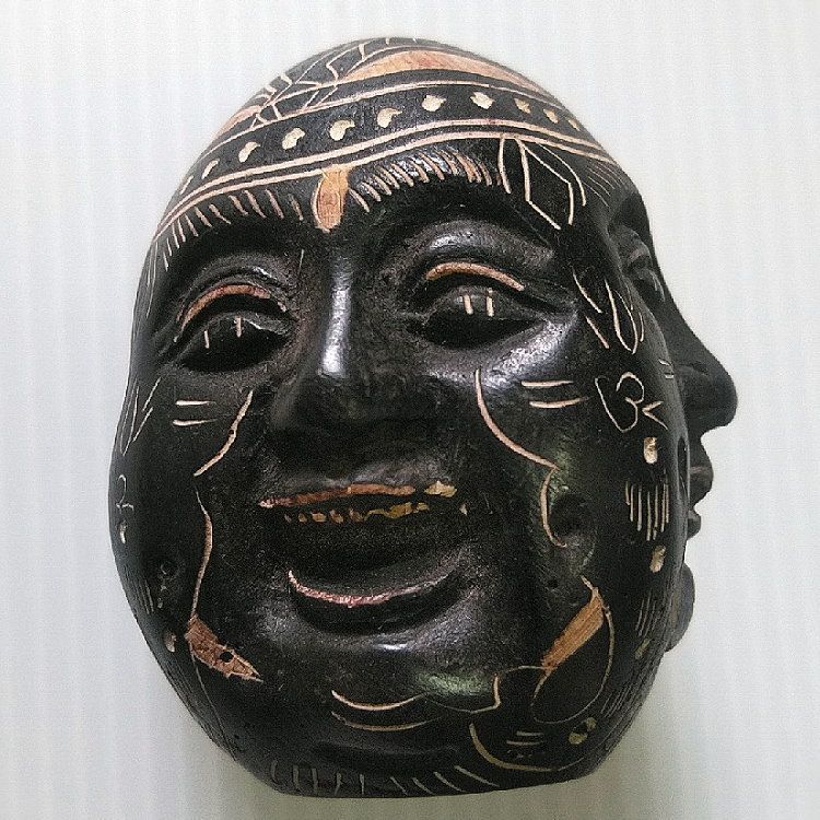 ネパール 喜怒哀楽の4面仏頭 インテリア アジアン 雑貨 置物 風水 仏像