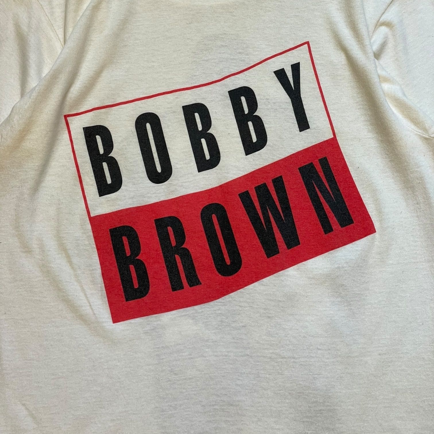 90s BOBBY BROWN “BOBBY” S/S Tee 白 L ボビーブラウン R&B Tシャツ