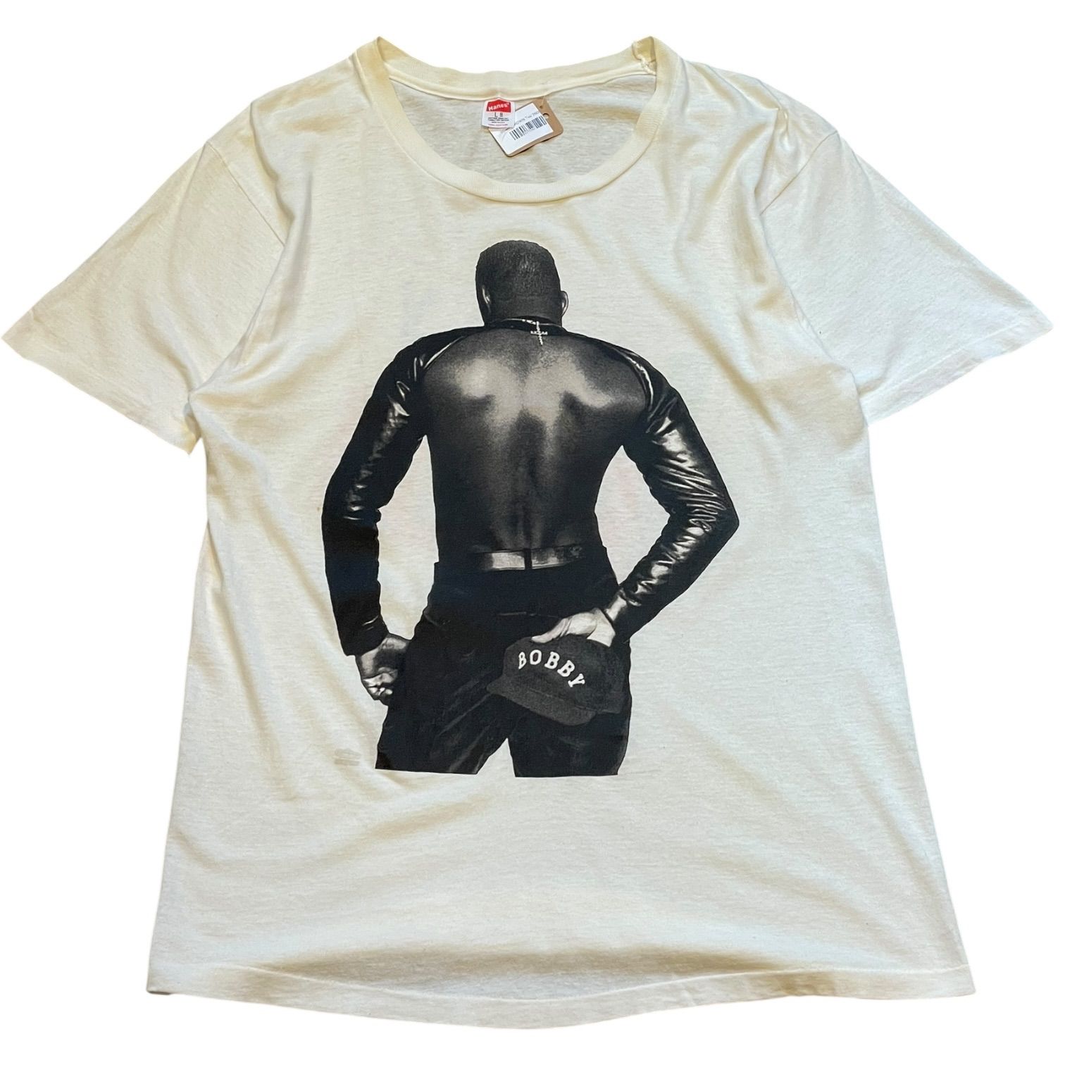 90s BOBBY BROWN “BOBBY” S/S Tee 白 L ボビーブラウン R&B Tシャツ