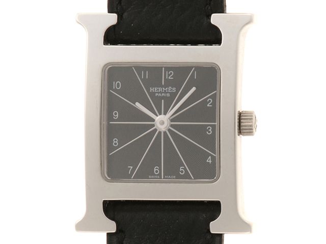 HERMES エルメス ウォッチ Hウォッチ 時計 HH1.210 腕時計 ステンレススチール ブラック クオーツ レディース【432】2148104127891