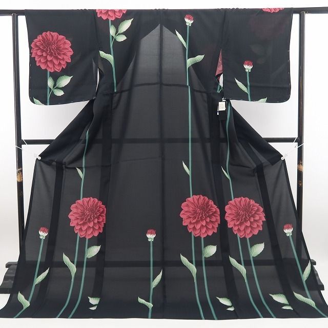 新品・浴衣】撫松庵 セオアルファ ダリア 洗える夏着物 仕付け糸付 付