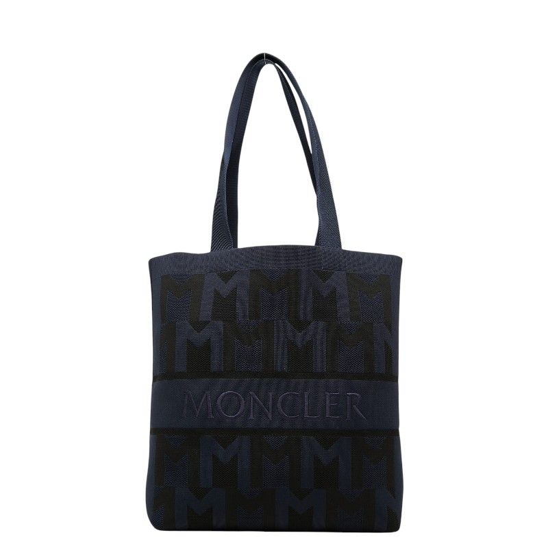 モンクレール ロゴ トートバッグ ショルダーバッグ ネイビー ブラック ニット レディース MONCLER【230-79775】