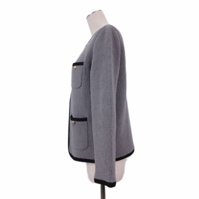 アナイ ANAYI 25AW ニット ジャケット ノーカラー グレー 38 - メルカリ
