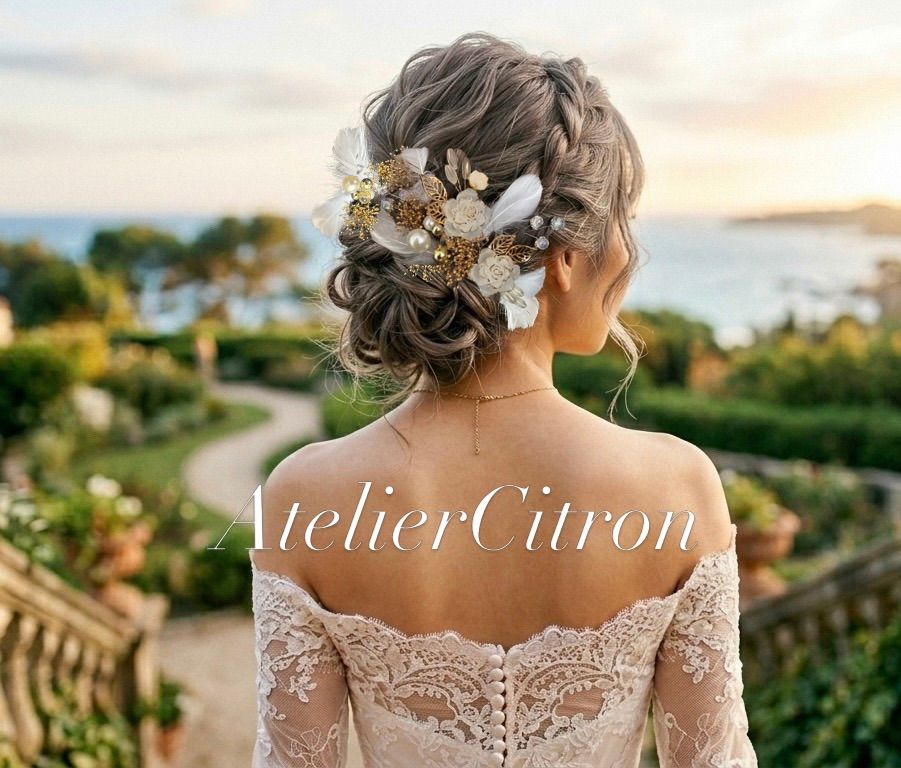 hair ornament, wedding, coming-of-age ceremony, rose, rose, classical feather, pearl, jewel headdress