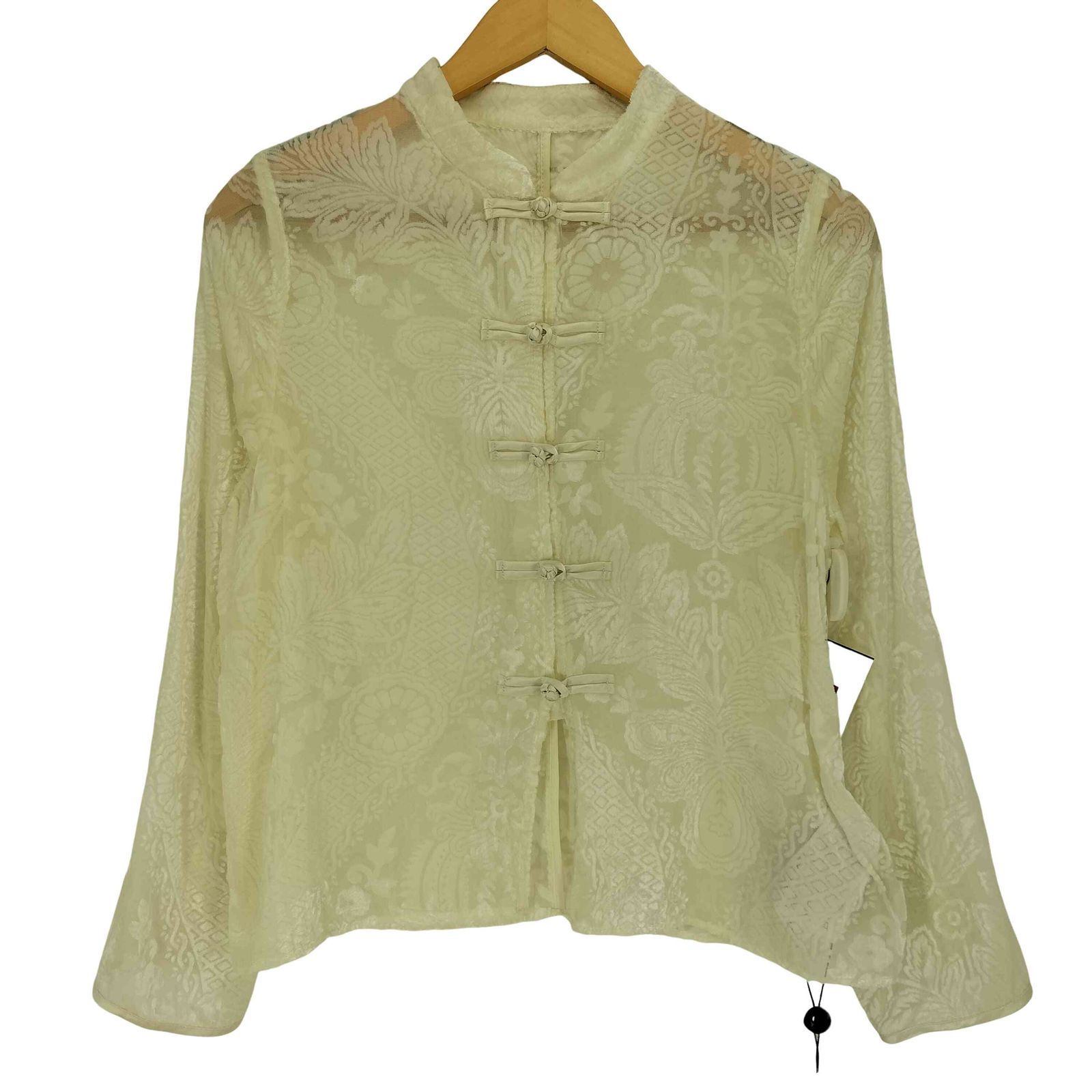 tnewties 茶葉でも占えます チャイナバックルベルベットトップス 黒 XS トゥエンティーズ Tnewties 《茶葉でも占えます》チャイナバックル