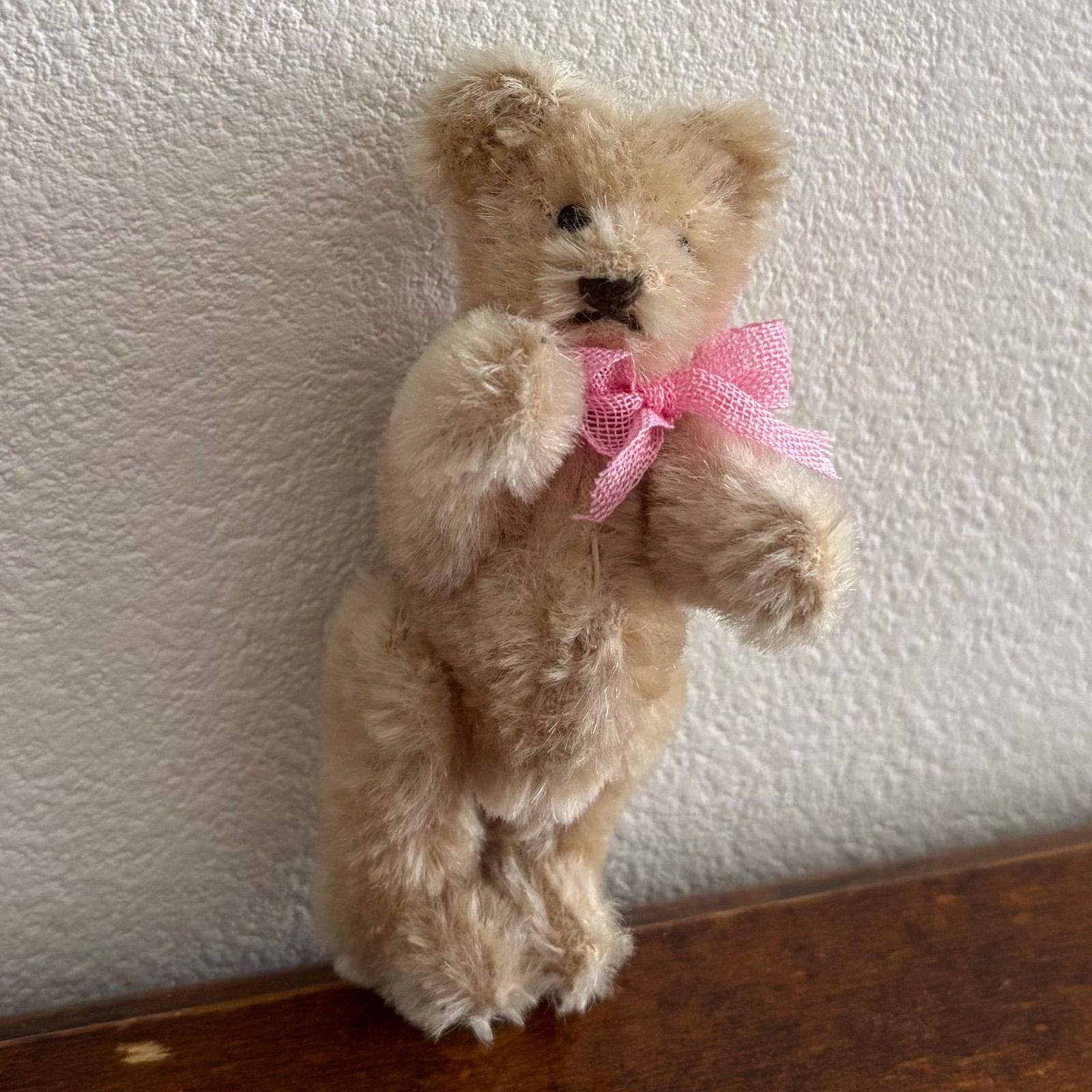 Steiff テディベア クリーム色 ピンクリボン ヴィンテージ シュタイフ テディベア ピンクリボン - メルカリ