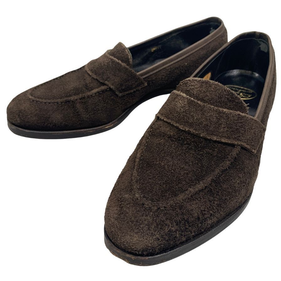 クロケット&ジョーンズ HARCOURT2 ローファー スエード ブラウン サイズUK6E Crockett&Jones ローファー 約25.5cm【LA】【中古】 クロケット&ジョーンズ HARCOURT2 ローファー スエード ブラウン