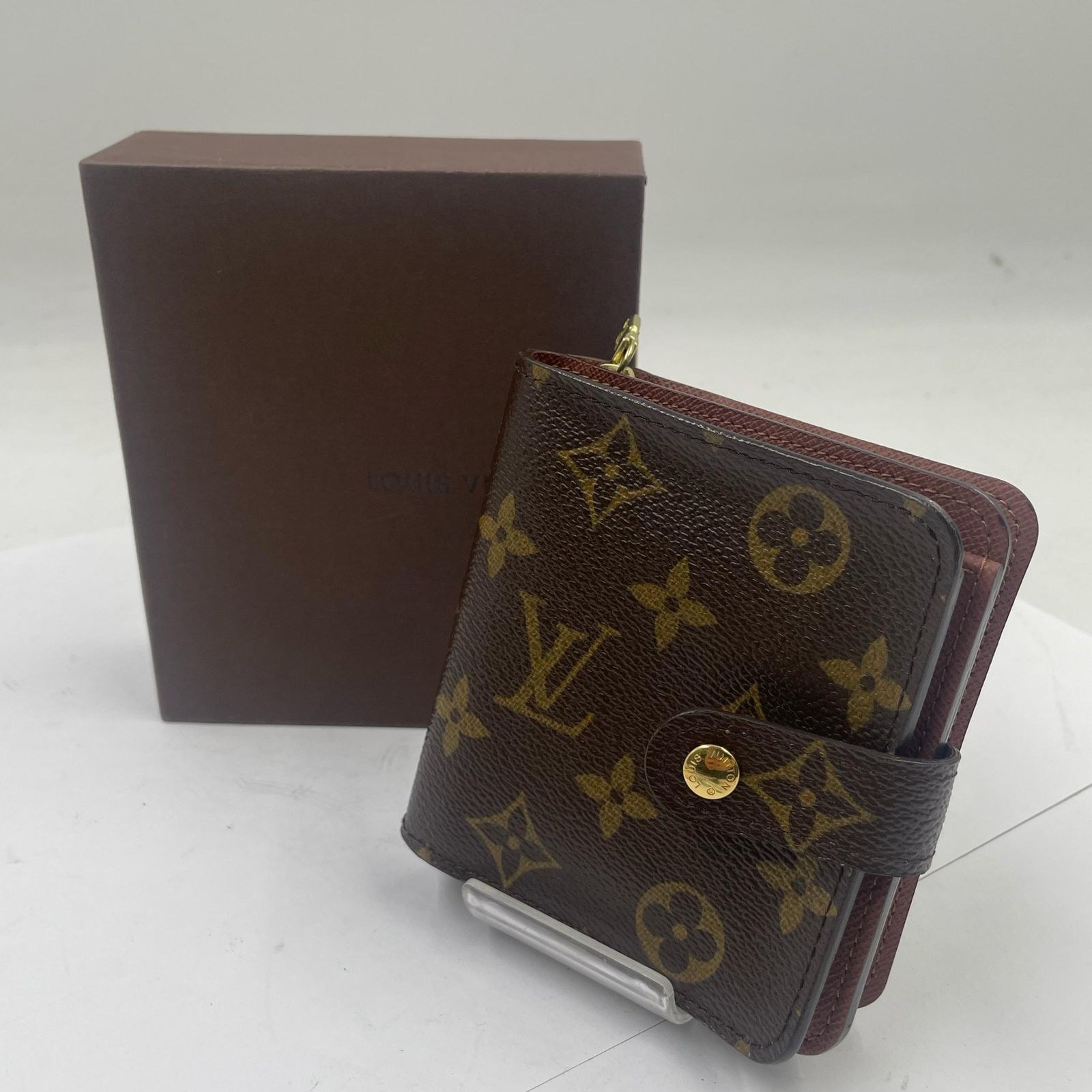 【鑑定済】LOUIS VUITTON モノグラム M61667 コンパクトジップ Louis Vuitton ルイヴィトン コンパクト ジップ モノグラム M61667 二