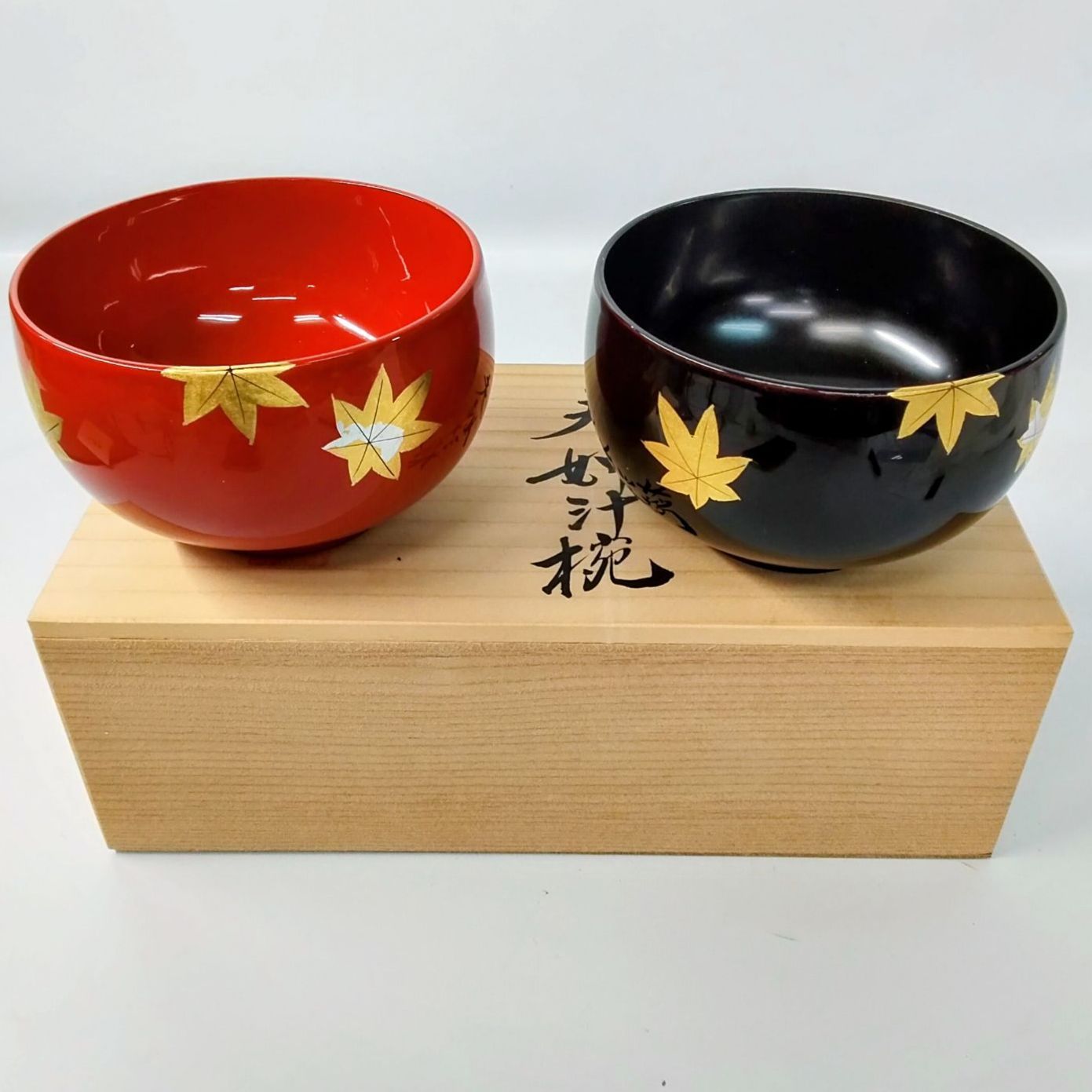 未使用・保管品】祖雅堂 SO GA DO 春秋蒔絵 夫婦汁椀 ペア 木製 漆塗