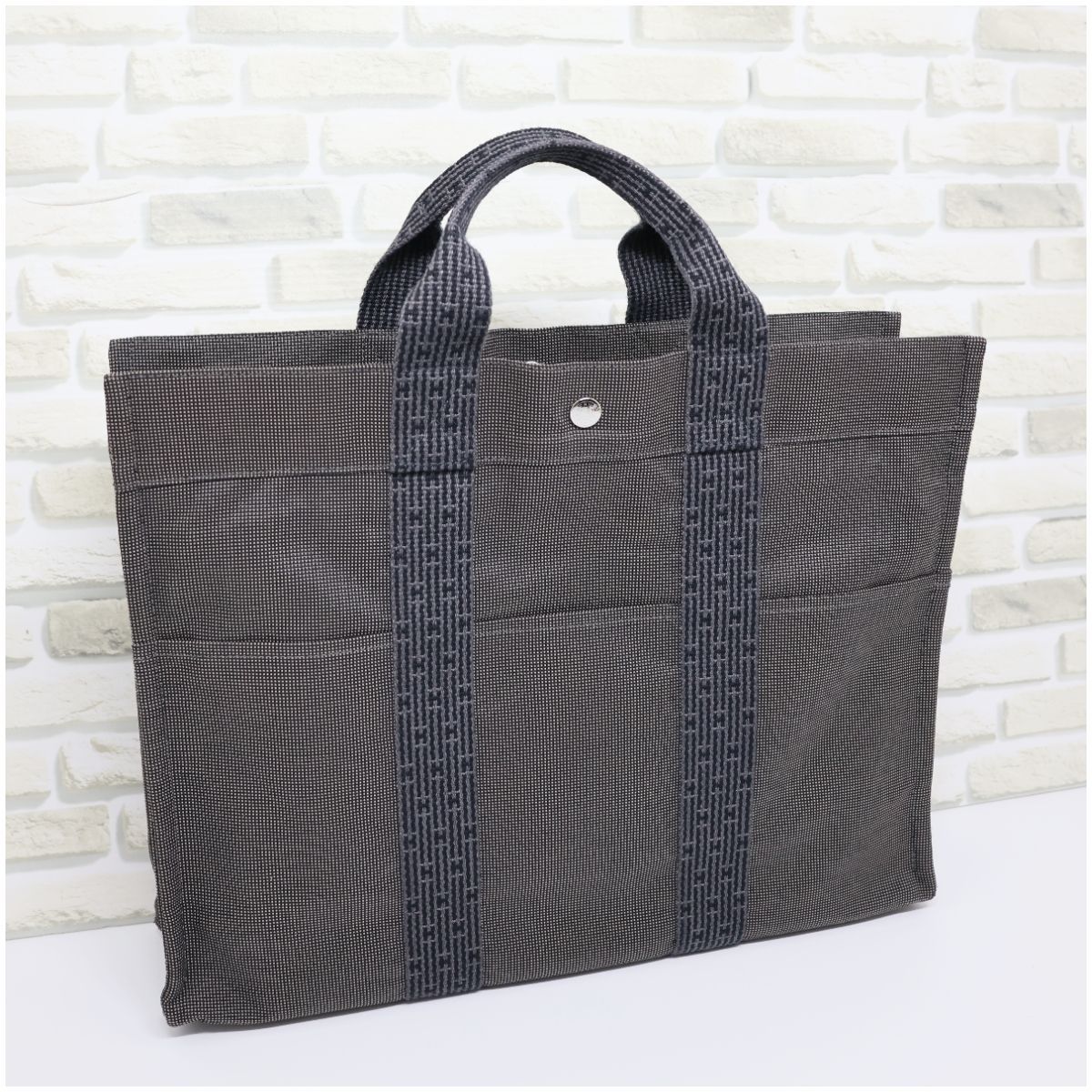 ≪極美品≫エルメス エールライン PM グレー トートバッグ キャンバス 