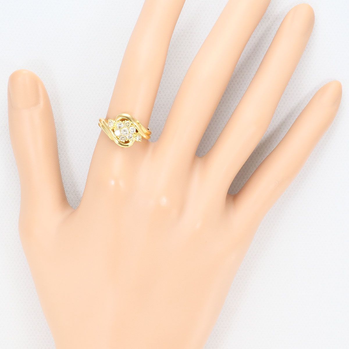 K18YG リング・指輪 12号 ダイヤモンド 0.50ct 鑑別書 総重量約3.2g