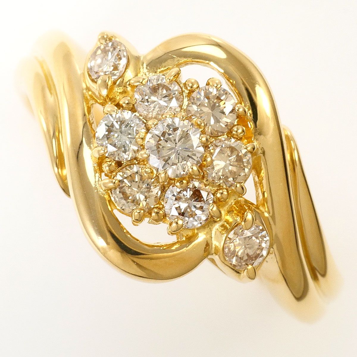 K18YG リング・指輪 12号 ダイヤモンド 0.50ct 鑑別書 総重量約3.2g