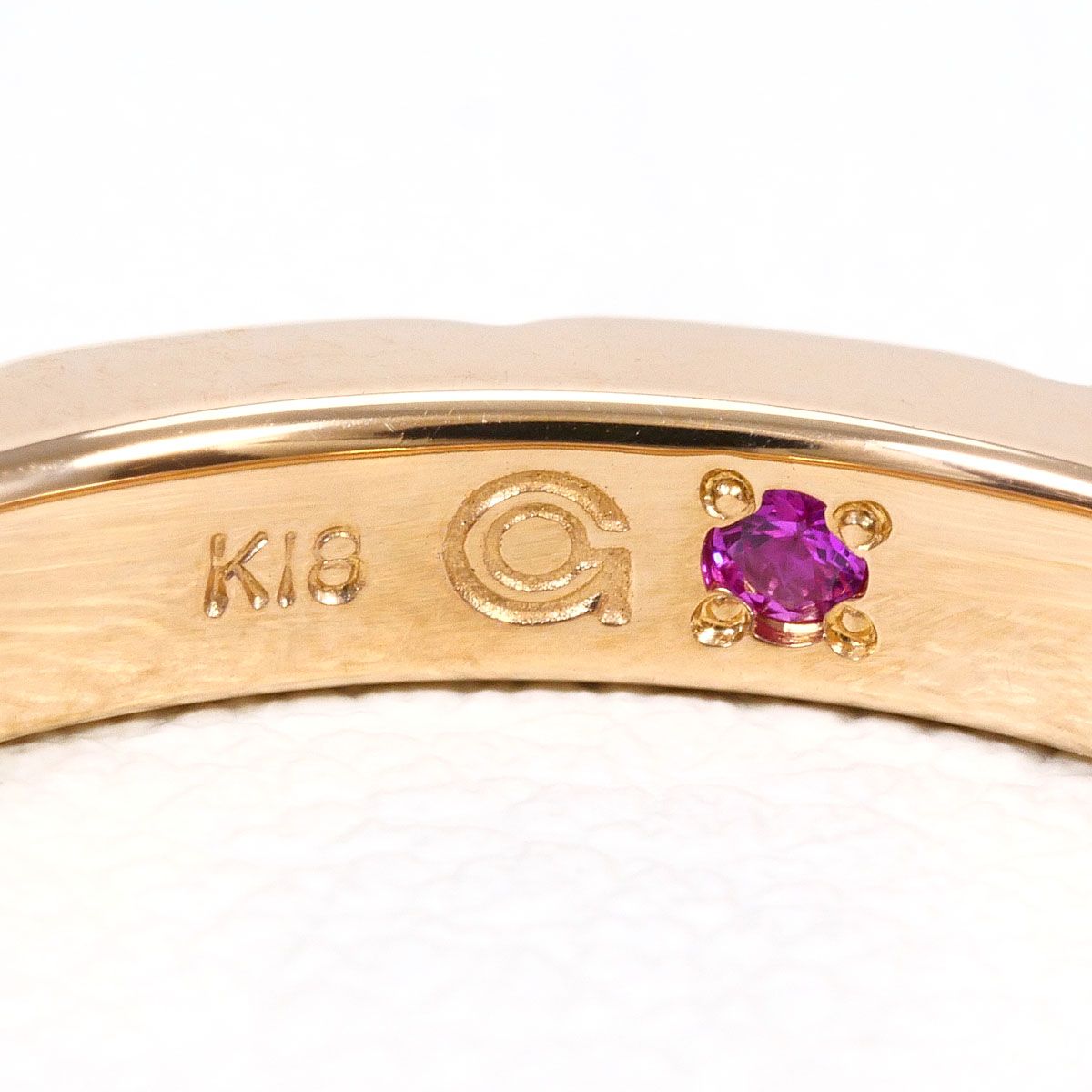K18PG リング・指輪 10号 ダイヤモンド 0.12ct ルビー 鑑別書 総重量約