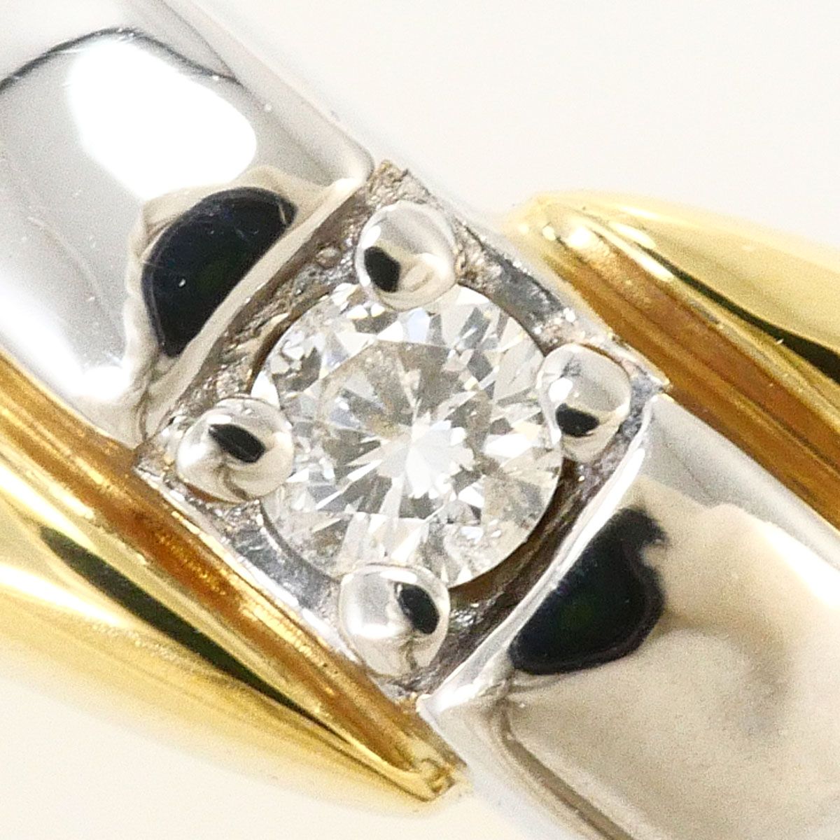 PT900/プラチナ K18YG リング・指輪 13号 ダイヤモンド 0.13ct 鑑別書