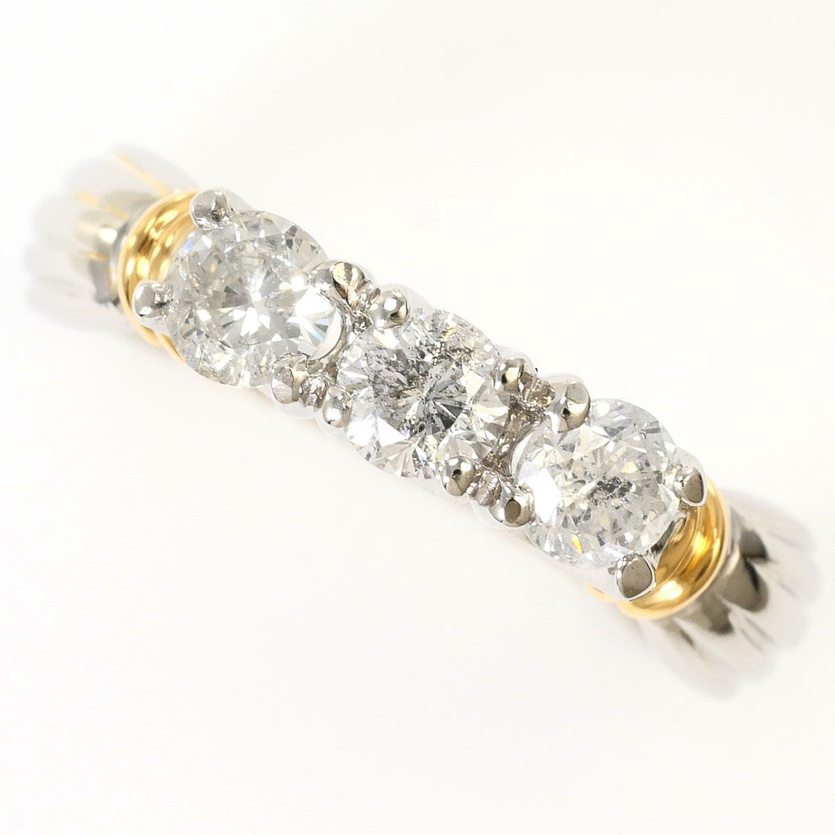 PT900/プラチナ K18YG リング・指輪 8号 ダイヤモンド 0.5ct 鑑別書 総
