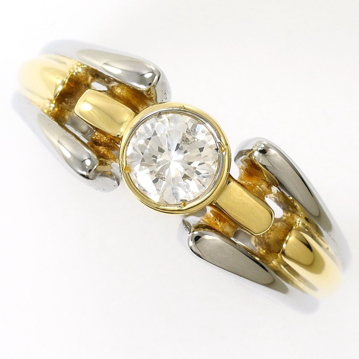 K18YGWG リング・指輪 12号 ダイヤモンド 0.38ct 鑑別書 総重量約7.2g