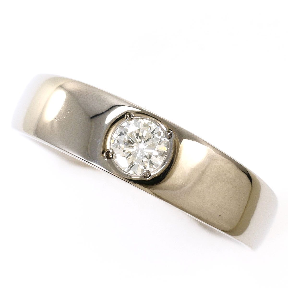 K18WG リング・指輪 14号 ダイヤモンド 0.21ct カード鑑別書 総重量約