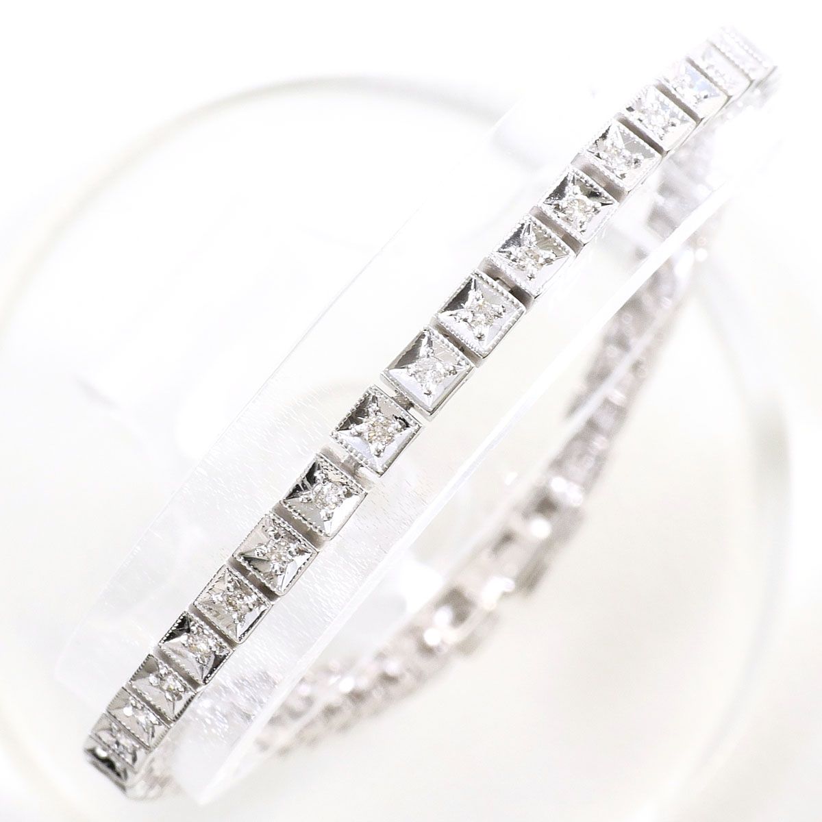 K18WG K14WG ブレスレット ダイヤモンド 0.50ct 鑑別書 総重量約9.0g