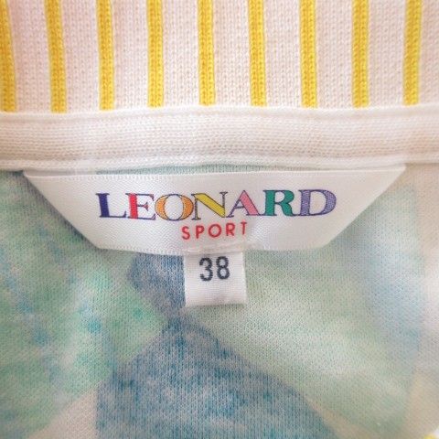 レオナールスポーツ LEONARD SPORT ポロシャツ 38 白 ホワイト 花柄