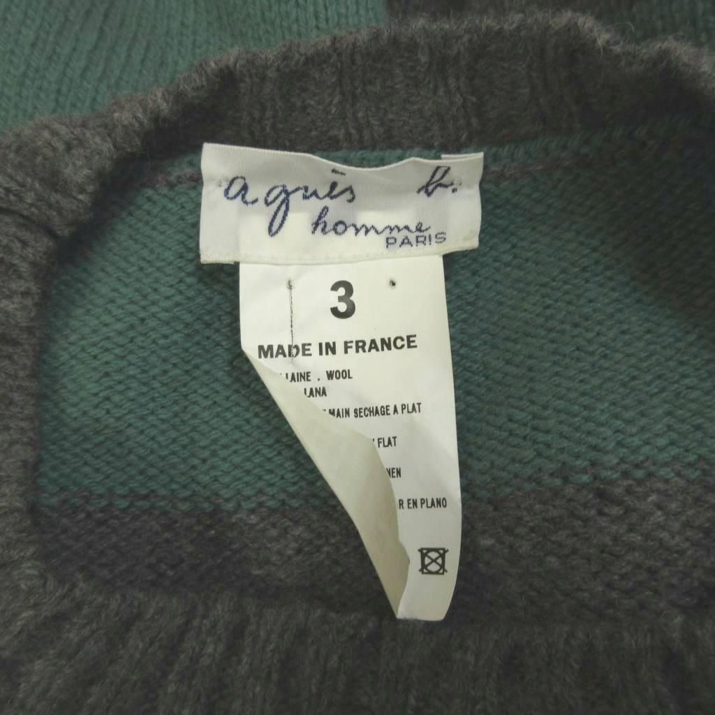 r*i様 Agnes b homme ウール、コットンリネンニットセーター セッ アニエスベーオム Agnes b. homme ニット セーター 3 グレー 緑