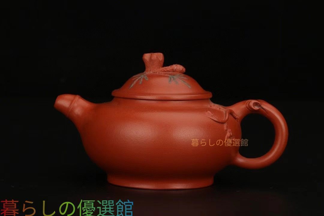 中国古美術 紫砂壺 松竹梅壺 宜興紫砂 原鉱泥 手彫 急須 茶道具 gd429
