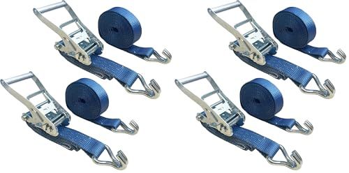HELIX ラッシングベルト 2本セット ラチェット式 ベルト幅 50mm 固定側 1m 巻側 7m 破断荷重3000kg フック Jタイプ 3T 荷締め 日本語説明書付き (× 2)as