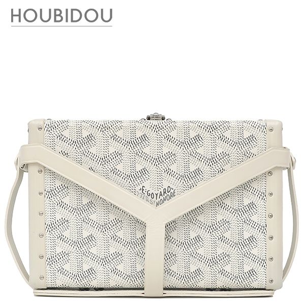 ゴヤール GOYARD ショルダーバッグ ミノディエール トランクバッグ レザー ゴヤールディンキャンバス クラムシーカウハイド ホワイト シルバー金具 白 杉綾模様 MINA08PMLTY50CL50P【中古】
