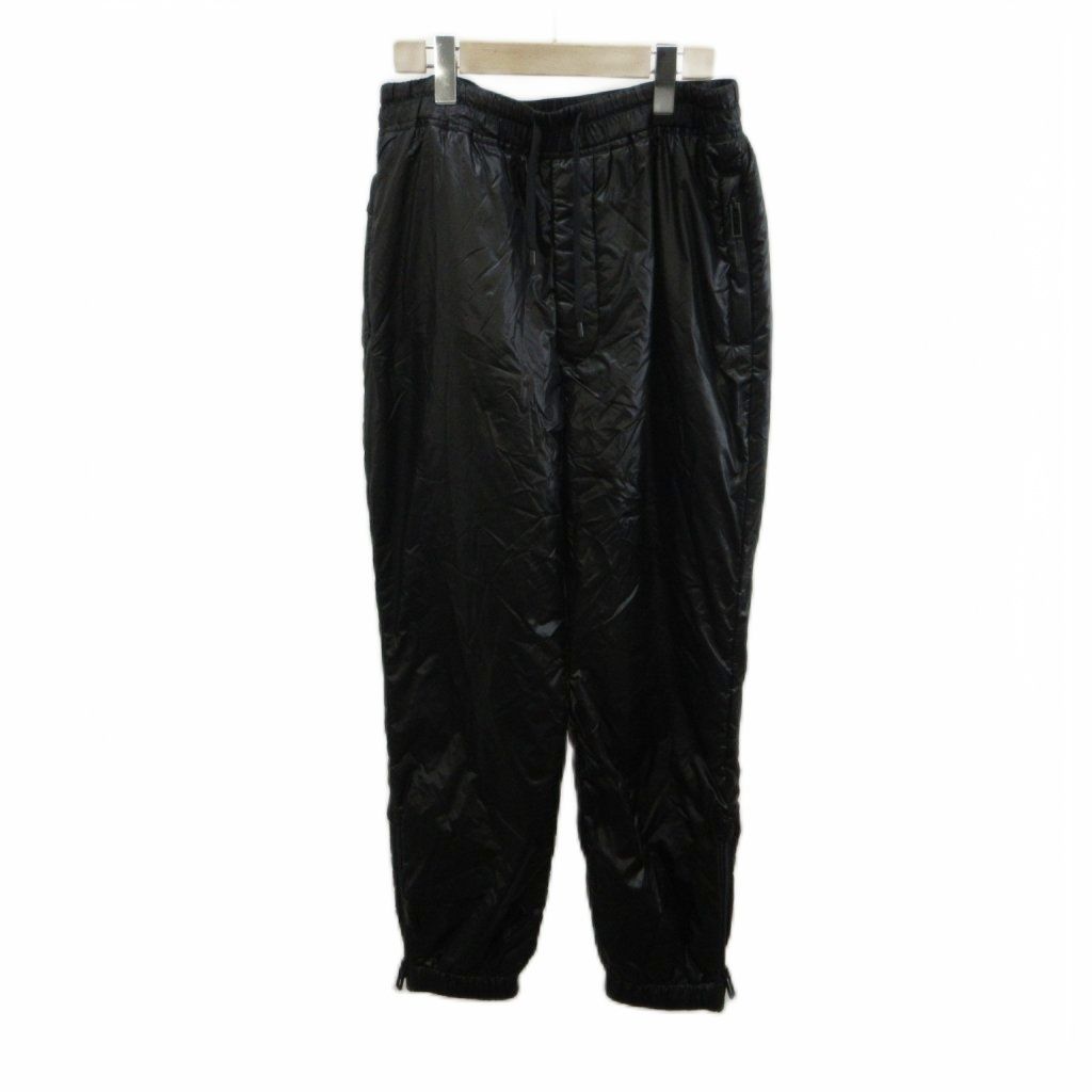 エンポリオアルマーニ EMPORIO ARMANI ナイロンパンツ 48 黒 ブラック ロゴドローストリング ウエストゴム ジップヘム /KK ■GY19